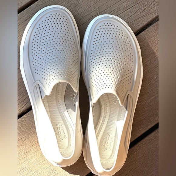 CROCS Shoes - CROCS Iconic Comfort White Perforated Loafers